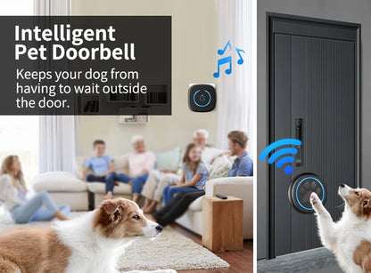 Pet Touch Ringer Button Bell 300M/984ft Range 60 Songs High Volume Doorbell For Cat & Dog Training Door Bell Smart Home US EU