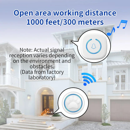 Pet Touch Ringer Button Bell 300M/984ft Range 60 Songs High Volume Doorbell For Cat & Dog Training Door Bell Smart Home US EU